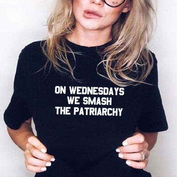 men's t-shirts on wednesdays we smash the patriarchy t shirt women harajuku tshirt short sleeve camiseta mujer casual tee femme, White;black
men's t-shirts on wednesdays we smash the patriarchy t shirt women harajuku tshirt short sleeve camiseta mujer casual tee femme, White;black