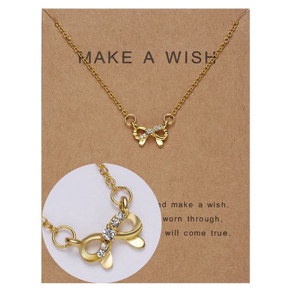 make a wish card bow pendant necklaces micro inlaid clavicle chain jewelry gift choker, Silver
make a wish card bow pendant necklaces micro inlaid clavicle chain jewelry gift choker, Silver