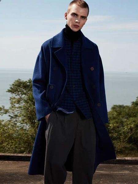 men's wool & blends solid blue england style custom woolen overcoat loose double breasted warm mid-length trench coat male thick jacket, Black
men's wool & blends solid blue england style custom woolen overcoat loose double breasted warm mid-length trench coat male thick jacket, Black