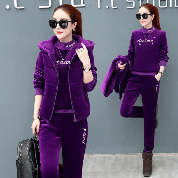 women's two piece pants thicken solid letter embroidered tracksuit casual velvet three sweatsuit winter warm plus size and pant zip ves, White
women's two piece pants thicken solid letter embroidered tracksuit casual velvet three sweatsuit winter warm plus size and pant zip ves, White