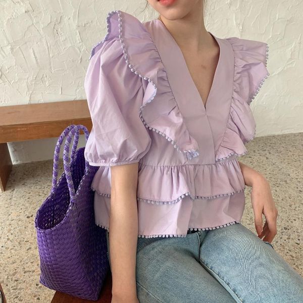women's blouses & shirts imucci summer fashion french ruffled shirt female design sense niche loose short-sleeved 2021 short, White
women's blouses & shirts imucci summer fashion french ruffled shirt female design sense niche loose short-sleeved 2021 short, White