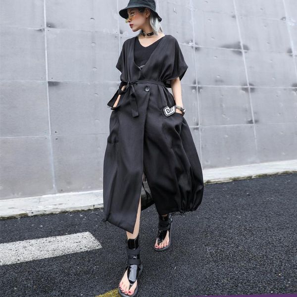 women's trench coats johnature streetwear summer long for women 2021 loose v-neck short sleeve sashes sunscreen lightweight coat, Tan;black
women's trench coats johnature streetwear summer long for women 2021 loose v-neck short sleeve sashes sunscreen lightweight coat, Tan;black