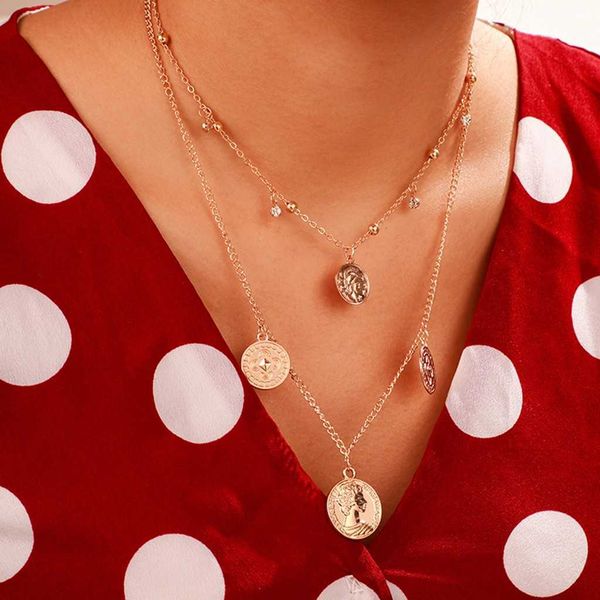 designer necklace luxury jewelry alloy for women vintage personality currency character image multilayer round, Silver
designer necklace luxury jewelry alloy for women vintage personality currency character image multilayer round, Silver
