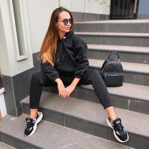 two piece fleece tracksuit women sets oversized hooded long sleeve hoodie suit spring fall winter sport pants set streetwear women's, White
two piece fleece tracksuit women sets oversized hooded long sleeve hoodie suit spring fall winter sport pants set streetwear women's, White