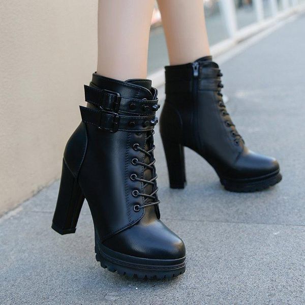 boots fashion girl british style high heel women's shoes spring autumn of 2021 lace up riveted, Black
boots fashion girl british style high heel women's shoes spring autumn of 2021 lace up riveted, Black