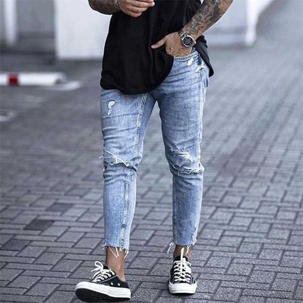 casual skinny jeans ankle length ripped denim pant zipper fly men clothing cut bottom pencil pant light blue cowboys streetwear 211104
casual skinny jeans ankle length ripped denim pant zipper fly men clothing cut bottom pencil pant light blue cowboys streetwear 211104