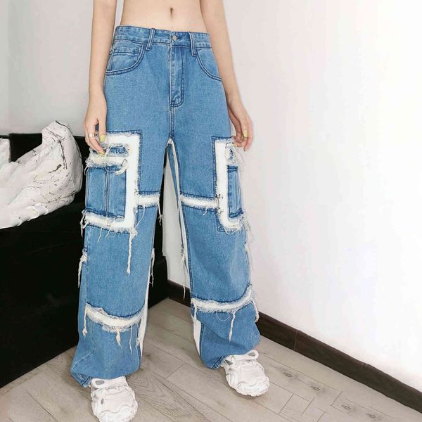 Women's Jeans High street fashion brand jeans BF loose straight jean funeral Department men's and women's Retro Old beggars&#, Blue
Women's Jeans High street fashion brand jeans BF loose straight jean funeral Department men's and women's Retro Old beggars&#, Blue