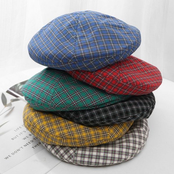 four seasons hat women fashion british plaid beret summer outdoor versatile artist hat, Blue;gray
four seasons hat women fashion british plaid beret summer outdoor versatile artist hat, Blue;gray