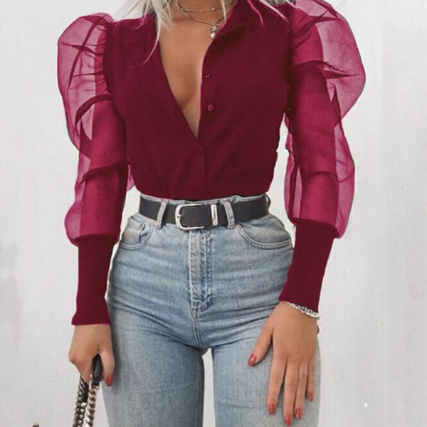 women's blouses & shirts women button down sheer tee casual t-shirts mesh sleeve blouse slim fit 3za9, White
women's blouses & shirts women button down sheer tee casual t-shirts mesh sleeve blouse slim fit 3za9, White