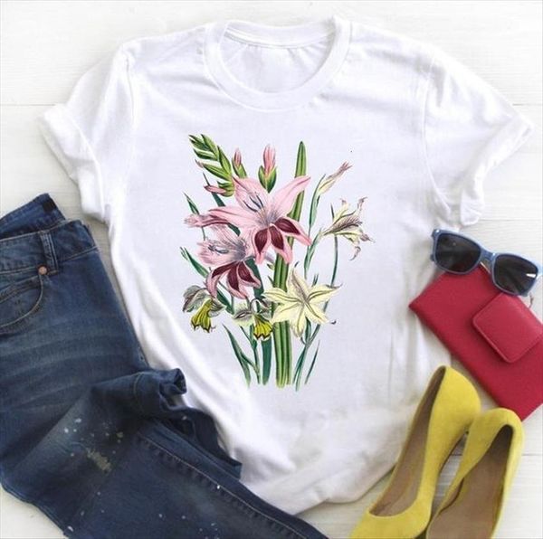 wildflowers print short sleeve women o neck loose summer tee camisetas mujer, White
wildflowers print short sleeve women o neck loose summer tee camisetas mujer, White