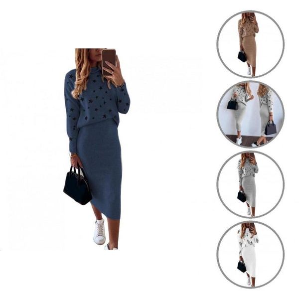 two piece dress female 1 set casual mid-calf pencil skirt suit lady stars print for dating, White
two piece dress female 1 set casual mid-calf pencil skirt suit lady stars print for dating, White