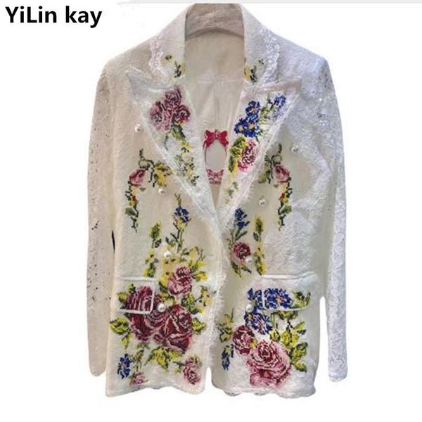 women's jackets yilin kay luxruy women lace white coat 2021 autumn embroidery floral pearl long sleeve pocket, Black;brown
women's jackets yilin kay luxruy women lace white coat 2021 autumn embroidery floral pearl long sleeve pocket, Black;brown