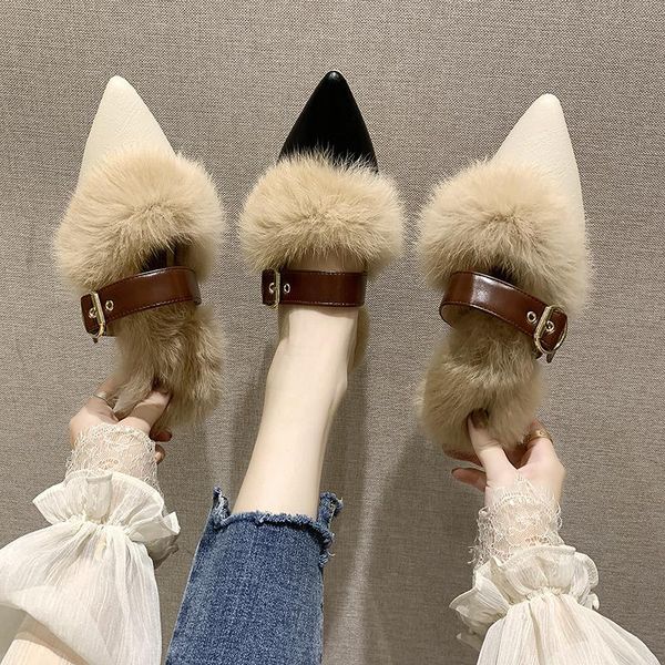 slippers fleece female 2021 korean fashion pointy with half dragged retro muller shoes, Black
slippers fleece female 2021 korean fashion pointy with half dragged retro muller shoes, Black