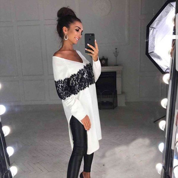 side slit tunic autumn womens blouses winter long sleeve loose lace blusas top, White
side slit tunic autumn womens blouses winter long sleeve loose lace blusas top, White