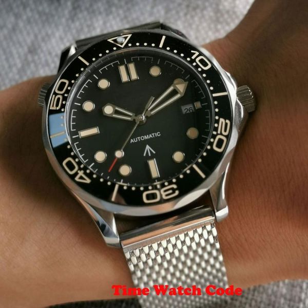 41mm automatic men's wristwatch japanese nh35 movement date display black dial sapphire glass stainless steel mesh band wristwatches, Slivery;brown
41mm automatic men's wristwatch japanese nh35 movement date display black dial sapphire glass stainless steel mesh band wristwatches, Slivery;brown
