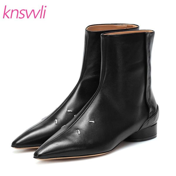 boots designer ankle for women pointed toe genuine leather short woman round low heels runway botas de mujer brand shoes, Black
boots designer ankle for women pointed toe genuine leather short woman round low heels runway botas de mujer brand shoes, Black