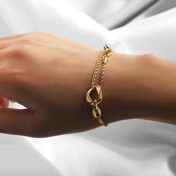 link, chain gold color bracelets for women rope link cuban marina charm stainless steel length adjustable wrist jewelry gifts ldb331, Black
link, chain gold color bracelets for women rope link cuban marina charm stainless steel length adjustable wrist jewelry gifts ldb331, Black