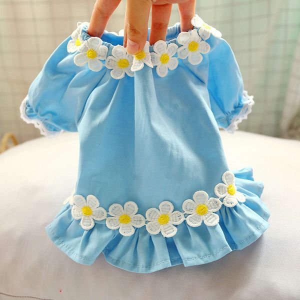 the dog clothes pet sherry bear pome dog skirt teddy poodle dress summer thin sweater princess