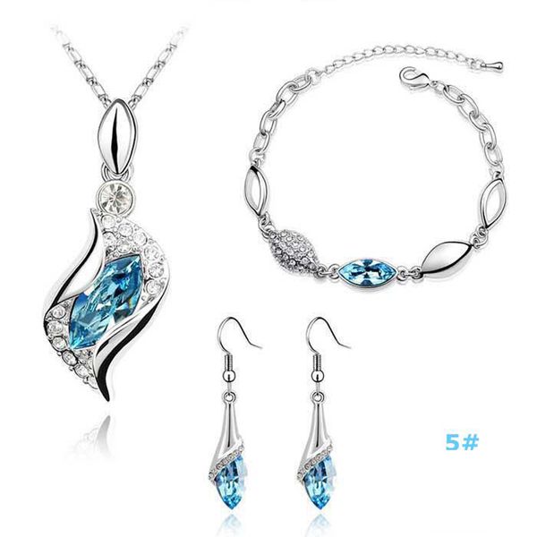 Silver Jewelry Sets Crystal Earrings Pendant Necklaces Bracelets Set for Women Girl Party Gift Fashion Jewelry Wholesale 0006LD
Silver Jewelry Sets Crystal Earrings Pendant Necklaces Bracelets Set for Women Girl Party Gift Fashion Jewelry Wholesale 0006LD