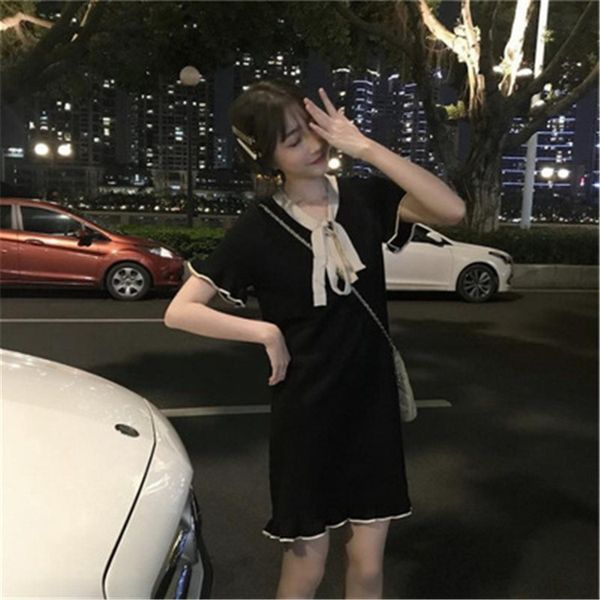 factoryytww french korean short version minority of sleeve fairyland dress long bow knitted skirt with female fungus edge, White;black
factoryytww french korean short version minority of sleeve fairyland dress long bow knitted skirt with female fungus edge, White;black