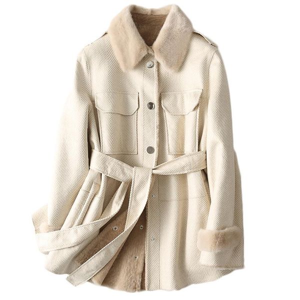 women's fur & faux natural sheep shearling jacket winter real coat women mink collar warm wool liner manteau femme fy-17 kj3423, Black
women's fur & faux natural sheep shearling jacket winter real coat women mink collar warm wool liner manteau femme fy-17 kj3423, Black