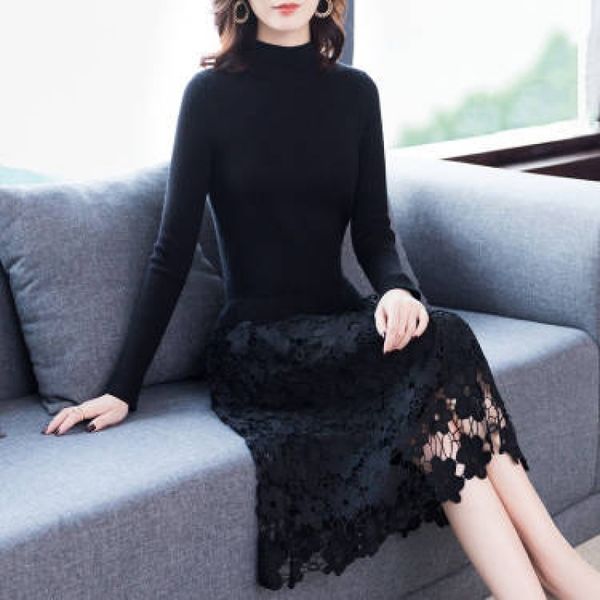 autumn women elegant floral embroidery lace stitching knitted dresses turtleneck slim long sleeve sweater dress 210416, Black;gray
autumn women elegant floral embroidery lace stitching knitted dresses turtleneck slim long sleeve sweater dress 210416, Black;gray