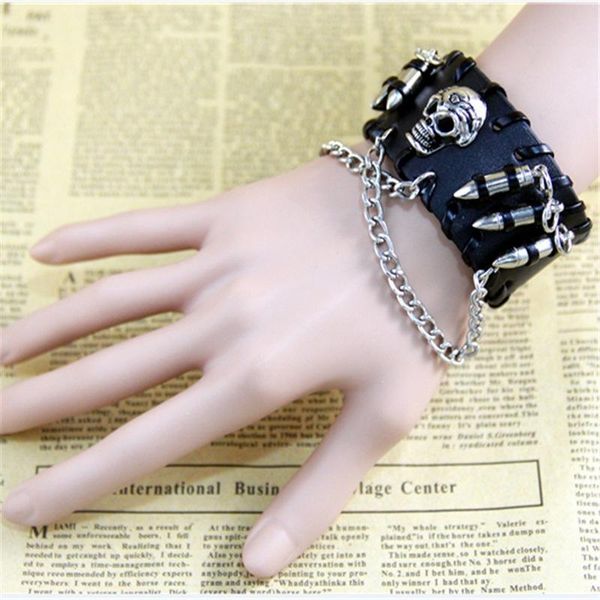 charm bracelets classic retro punk jewelry cowhide bracelet skull chain men sports casual, Golden;silver
charm bracelets classic retro punk jewelry cowhide bracelet skull chain men sports casual, Golden;silver