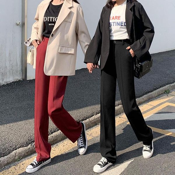 women's pants & capris spring wide leg women high waist trousers autumn slim black straight loose office womens for winter, Black;white
women's pants & capris spring wide leg women high waist trousers autumn slim black straight loose office womens for winter, Black;white