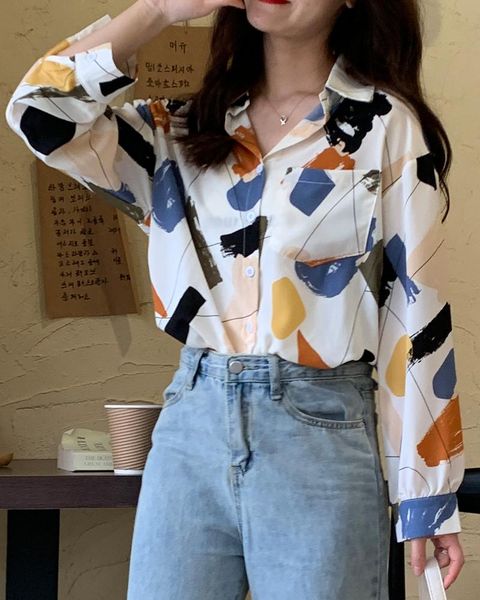women blouses long sleeve autumn blouse office elegant work shirt plus size explosive geometric graffiti print women's & shirts, White
women blouses long sleeve autumn blouse office elegant work shirt plus size explosive geometric graffiti print women's & shirts, White