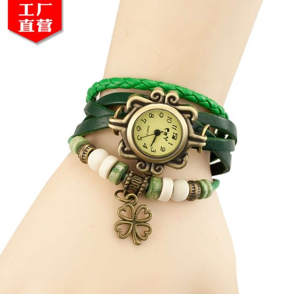 leather bracelet butterfly clover pendant quartz watch accessories fashion women's watch, Black
leather bracelet butterfly clover pendant quartz watch accessories fashion women's watch, Black