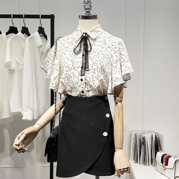 korean style fresh letters printed shirt for women 2021 new ruffled chiffon blusas fashion elegant summer all-match blouse, White
korean style fresh letters printed shirt for women 2021 new ruffled chiffon blusas fashion elegant summer all-match blouse, White