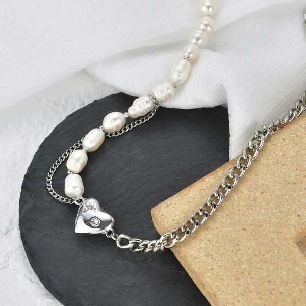 chains pearl love heart micro-set necklace pendants stainless steel sliver for women girlfriend engagement gifts drop, Silver
chains pearl love heart micro-set necklace pendants stainless steel sliver for women girlfriend engagement gifts drop, Silver