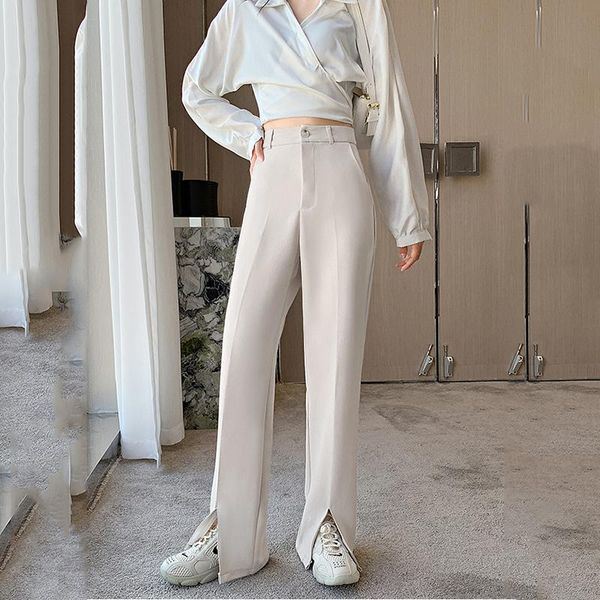 women's pants & capris black front slit suit trousers women buttons zipper spring oversized high waist loose drape small wide leg moppi, Black;white
women's pants & capris black front slit suit trousers women buttons zipper spring oversized high waist loose drape small wide leg moppi, Black;white