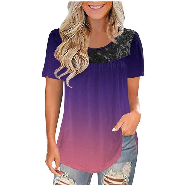 women's t-shirt women casual summer short sleeve crew neck gradient ladies tunic harajuku plus size holiday, White
women's t-shirt women casual summer short sleeve crew neck gradient ladies tunic harajuku plus size holiday, White