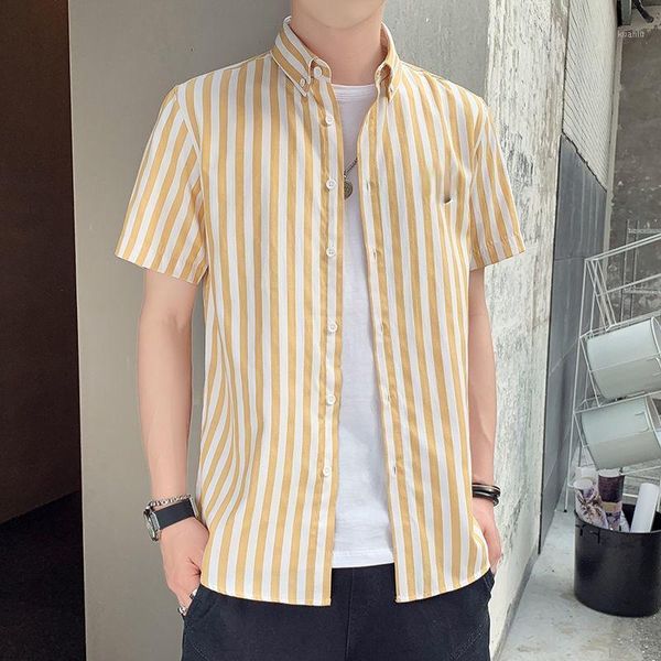 summer men's short-sleeved shirt korean style slim fit handsome all-match striped casual shirts, White;black
summer men's short-sleeved shirt korean style slim fit handsome all-match striped casual shirts, White;black
