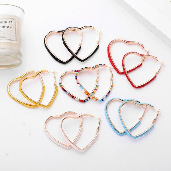 hoop & huggie 2021 ethnic boho acrylic beads golden heart earrings for women girl wedding party costume jewelry accessories gift, Golden;silver
hoop & huggie 2021 ethnic boho acrylic beads golden heart earrings for women girl wedding party costume jewelry accessories gift, Golden;silver