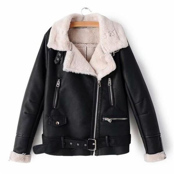 women's leather & faux loose winter coat women clothing lapel motorcycle pu warm jacket fashion, Black
women's leather & faux loose winter coat women clothing lapel motorcycle pu warm jacket fashion, Black
