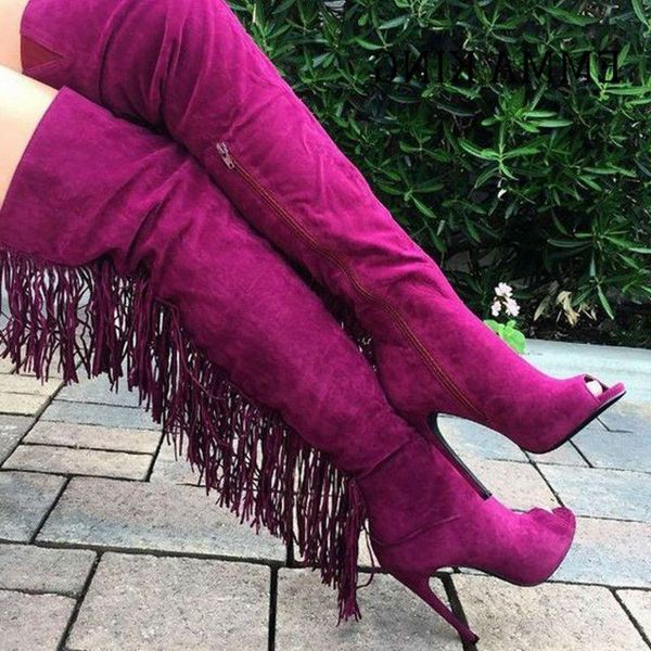 boots women tassels thin high peep toe fringe over the knee winter snow heels botas de mujer, Black
boots women tassels thin high peep toe fringe over the knee winter snow heels botas de mujer, Black