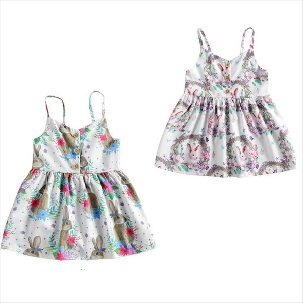 princess 0 5y summer kids girl dress baby girls easter sleeveless rabbit print stylish a line mini for children, Red;yellow