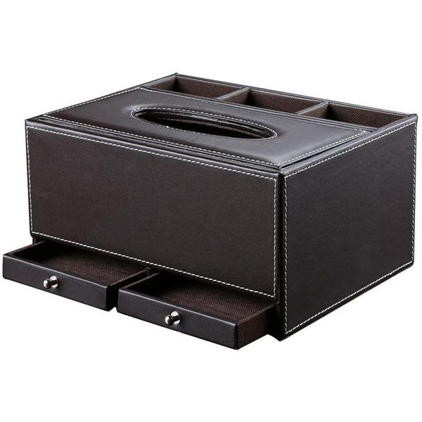 tissue box holder with 3 compartments and 2 small drawer, multi-function pu leather desk organizer boxes & napkins
tissue box holder with 3 compartments and 2 small drawer, multi-function pu leather desk organizer boxes & napkins