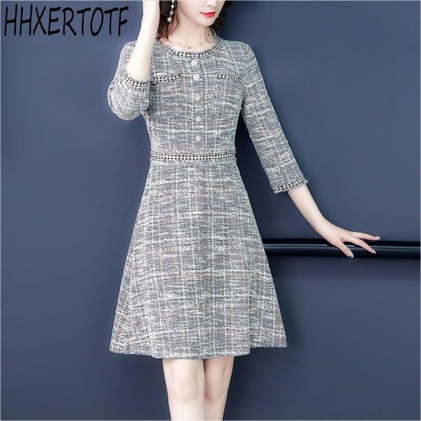 casual dresses autumn vintage elegant tweed dress ladies slim three quarter sleeve fashion plaid, Black;gray
casual dresses autumn vintage elegant tweed dress ladies slim three quarter sleeve fashion plaid, Black;gray