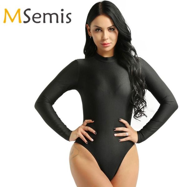 women's swimwear swimsuit gymnastics leotard long sleeve stand collar solid color stretchy bodysuit female swimming suit, White;black
women's swimwear swimsuit gymnastics leotard long sleeve stand collar solid color stretchy bodysuit female swimming suit, White;black