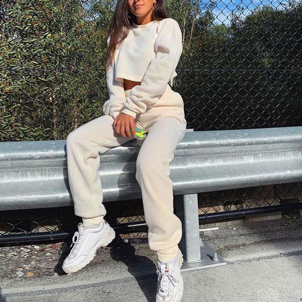 women's two piece pants cropped sweatshirt tracksuit set long sleeve pullover jogger sets female nice autumn lady sportwear suit, White
women's two piece pants cropped sweatshirt tracksuit set long sleeve pullover jogger sets female nice autumn lady sportwear suit, White