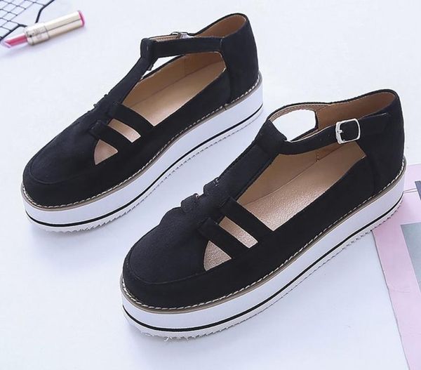 women flat sandals 2021 summer fashion round toe platform heel casual hasp zapatillas mujer shoes, Black 
women flat sandals 2021 summer fashion round toe platform heel casual hasp zapatillas mujer shoes, Black