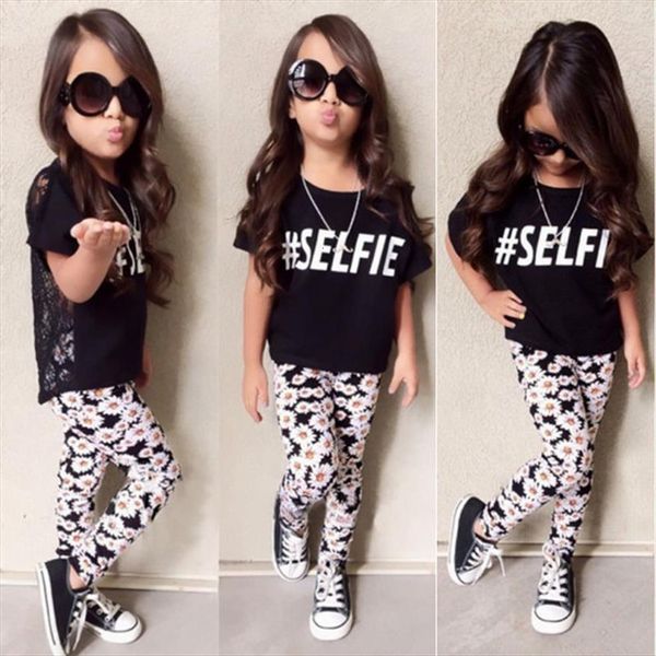 flower girls baby summer clothes sets short sleeve black lace back t shirt floral long pants little lady fashion, White
flower girls baby summer clothes sets short sleeve black lace back t shirt floral long pants little lady fashion, White