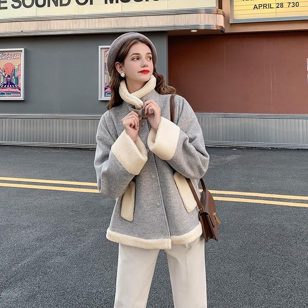 women's wool & blends thicken winter coat women cute blend short korean fashion abrigos de mujer jackets de50mn, Black
women's wool & blends thicken winter coat women cute blend short korean fashion abrigos de mujer jackets de50mn, Black