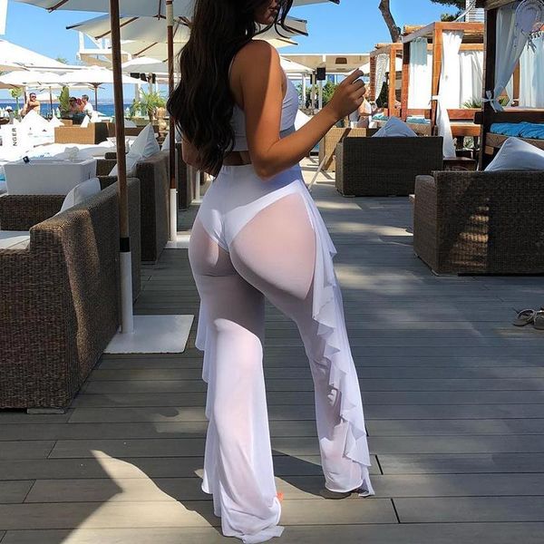 women's swimwear ruffle bikinis 2021 mujer transparent swimsuit female fashion summer beach wear see-through cover up bottoms long trou, White;black
women's swimwear ruffle bikinis 2021 mujer transparent swimsuit female fashion summer beach wear see-through cover up bottoms long trou, White;black