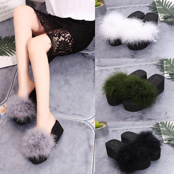 on a wedge shoes woman's slippers heeled mules fur flip flops slides fashion platform 2021 high plush luxury summer flat rubber, Black
on a wedge shoes woman's slippers heeled mules fur flip flops slides fashion platform 2021 high plush luxury summer flat rubber, Black
