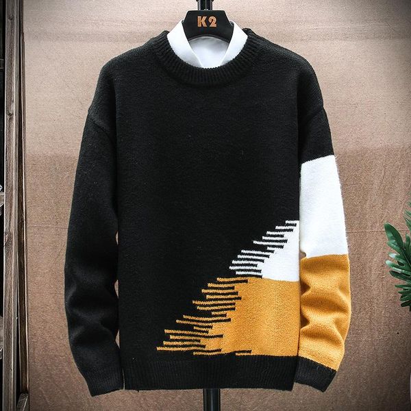men's sweaters 2021 color matching slim-fit thick thermal round-neck sweater, White;black
men's sweaters 2021 color matching slim-fit thick thermal round-neck sweater, White;black