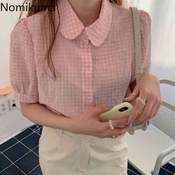 nomikuma vintage plaid shirts summer turn down collar short sleeve blouse camisas single breasted all-match blusas 210514, White
nomikuma vintage plaid shirts summer turn down collar short sleeve blouse camisas single breasted all-match blusas 210514, White